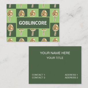 Goblincore Mushroom Green Chequered Business Card