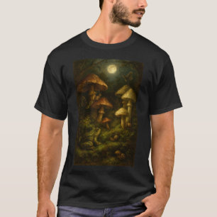 Goblincore Mushrooms, Snails & Frog In Moonlight T-Shirt