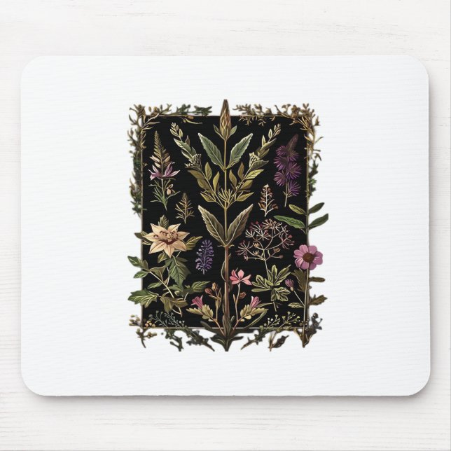 Goblincore Victorian Witch Herbs Classic Mouse Pad (Front)