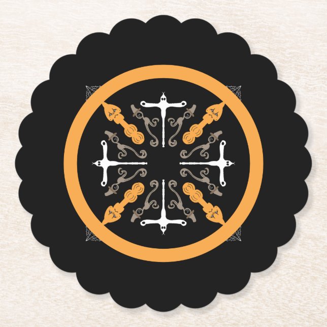 Goblins, Ghouls and Ghosts Halloween Party Paper Coaster (Front)