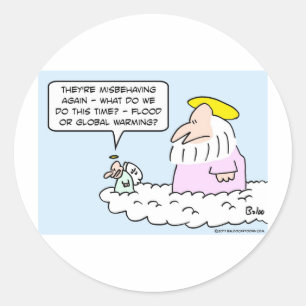 god angel flood global warming classic round sticker
