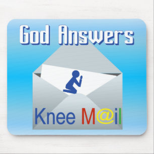 God Answers Knee Mail Christian Mouse Pad