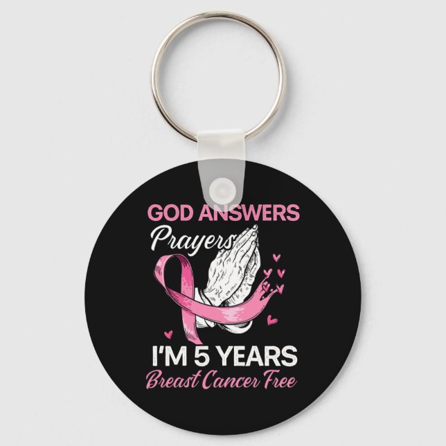 God Answers Prayers Breast Cancer Survivor Christi Key Ring (Front)