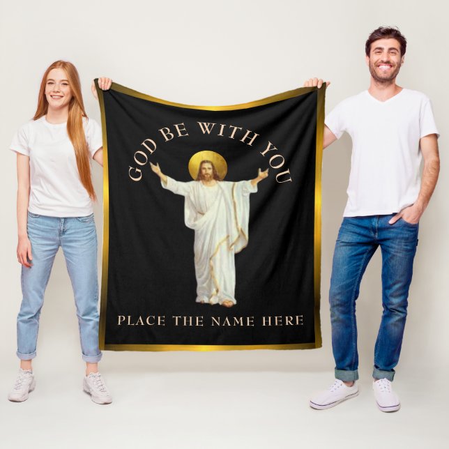 "GOD BE WITH YOU" Personalised Gift Comforting Fleece Blanket (In Situ)