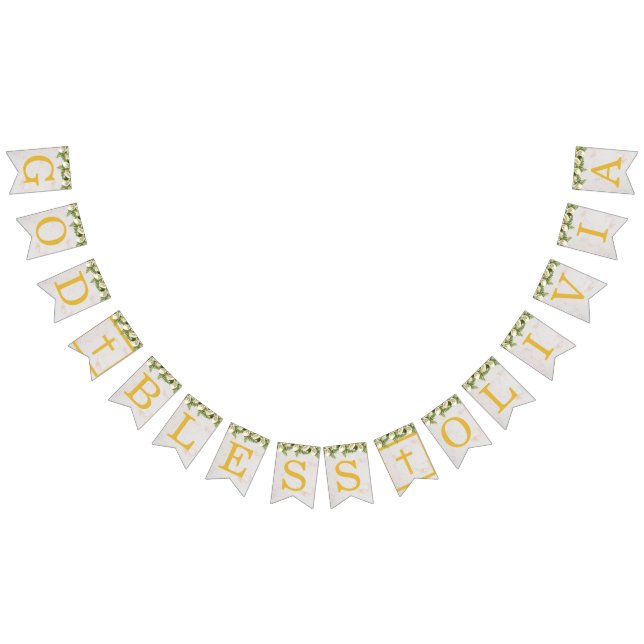 God Bless 6 Letters Floral Calla Baptism Communion Bunting (All)