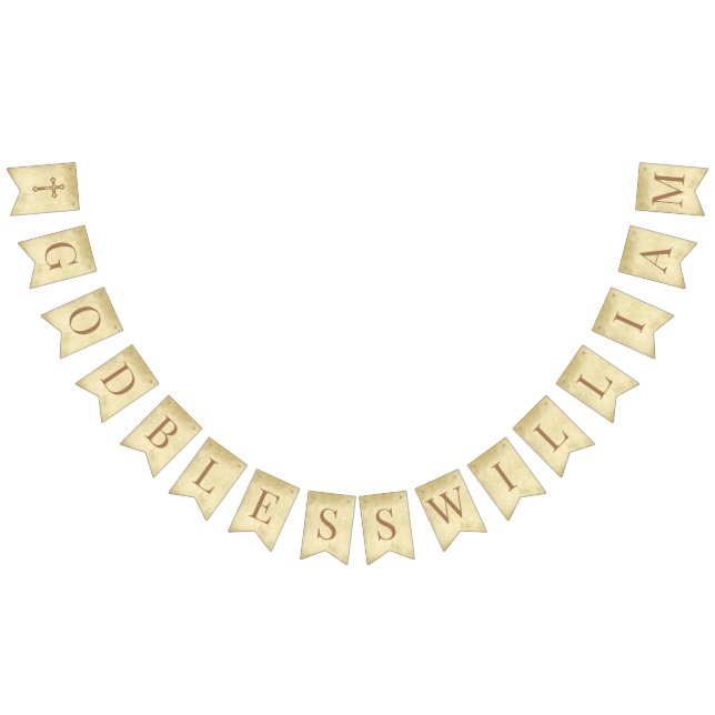 God Bless 7 Letters Brown Parchment Confirmation Bunting (All)