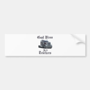 God Bless All Truckers Bumper Sticker