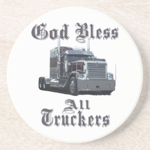 God Bless All Truckers Coaster