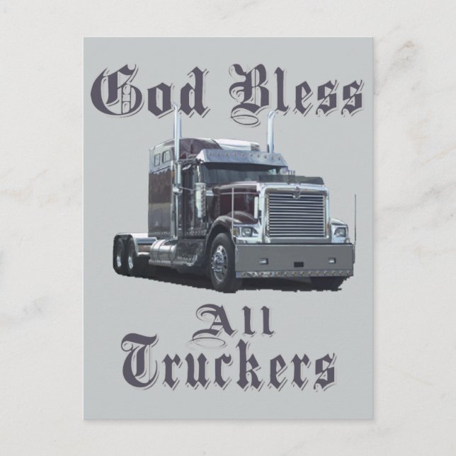 God  Bless All Truckers Postcard (Front)