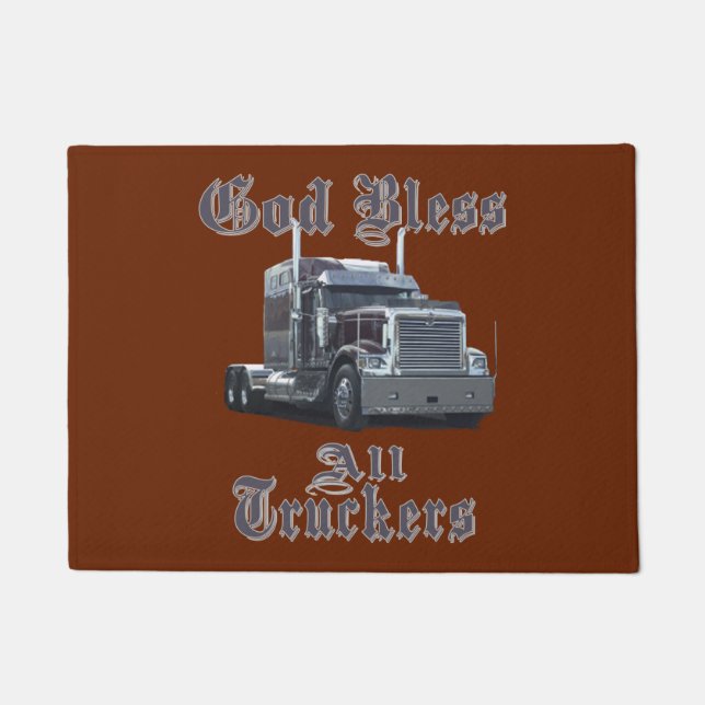 God Bless All Truckers Welcome Mat (Front)