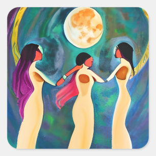 God Bless All Under the Moon Square Sticker