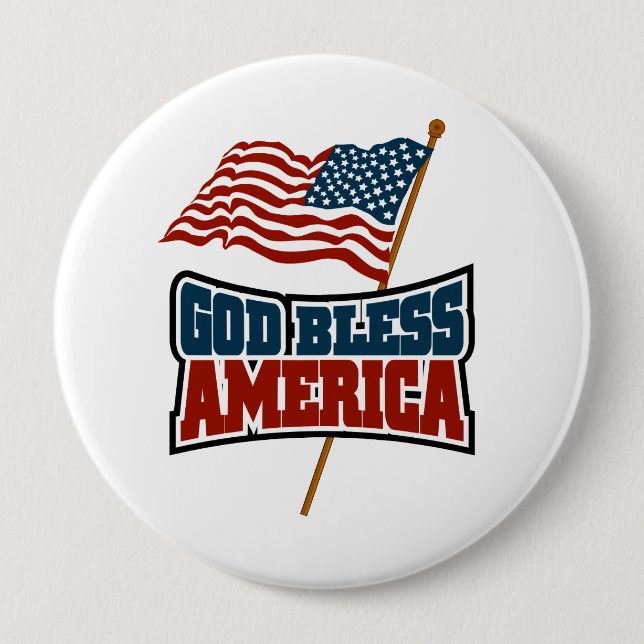 God Bless America 10 Cm Round Badge (Front)