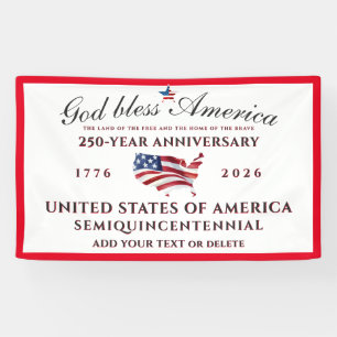 God Bless America 250 Semiquincentennial Red Banner