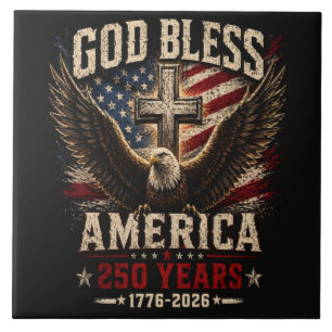 God Bless America 250 Years 1776-2026 Ceramic Tile