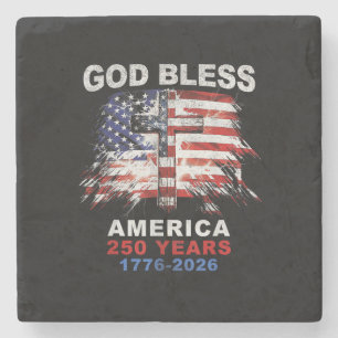 God Bless America 250 Years 1776-2026 Christian Cr Stone Coaster