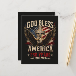 God Bless America 250 Years 1776-2026 Holiday Postcard