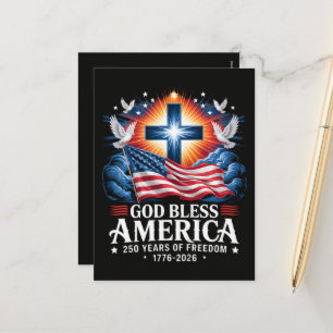 God Bless America 250 Years 1776-2026 Holiday Postcard
