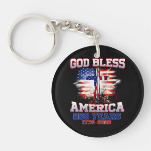God Bless America 250 Years 1776 2026 Key Ring