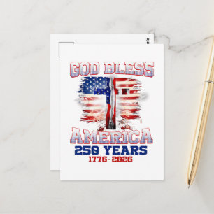 God Bless America 250 Years 1776 2026 Postcard