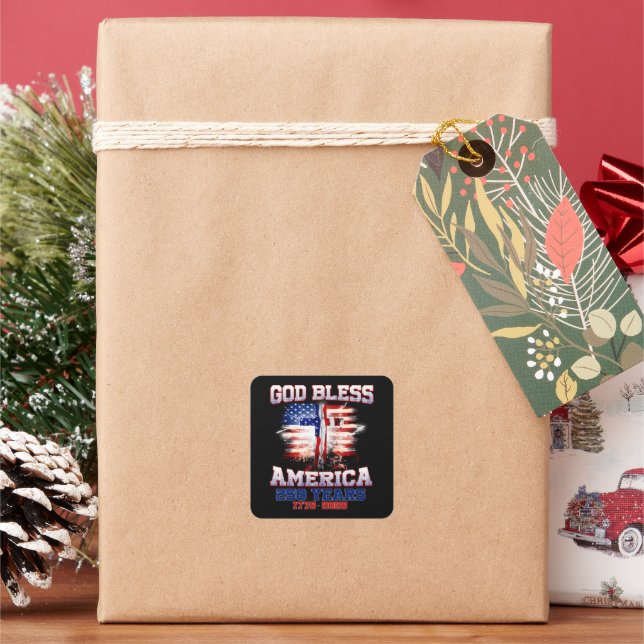 God Bless America 250 Years 1776 2026 Square Sticker (Holiday)
