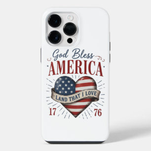 God Bless America 250th Patriotic Heart Flag iPhone 14 Pro Max Case