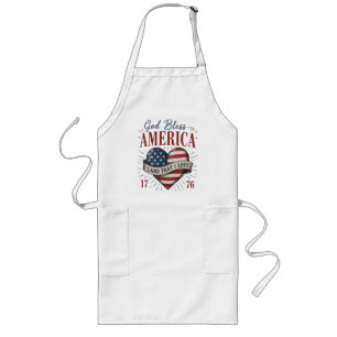 God Bless America 250th Patriotic Heart Flag Long Apron