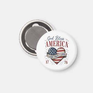 God Bless America 250th Patriotic Heart Flag Magnet