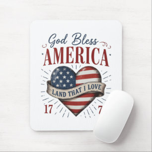 God Bless America 250th Patriotic Heart Flag Mouse Pad