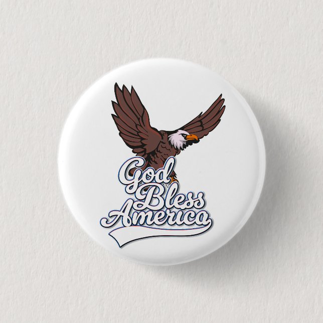 God Bless America 3 Cm Round Badge (Front)