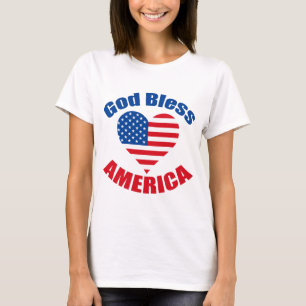God Bless America 4th of July American Flag Heart T-Shirt