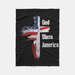 God Bless America 4th Of July Christian Patriot Us Fleece Blanket