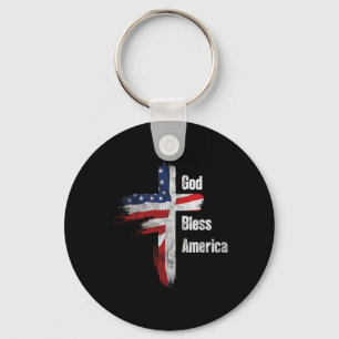God Bless America 4th Of July Christian Patriot Us Key Ring