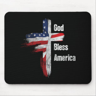 God Bless America 4th Of July Christian Patriot Us Mouse Pad