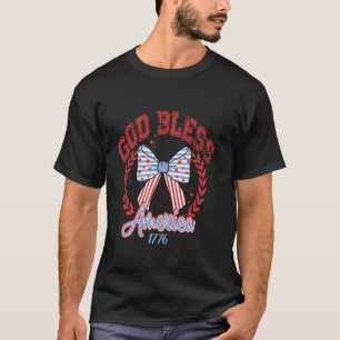 God Bless America 4th Of July Coquette Bow America T-Shirt