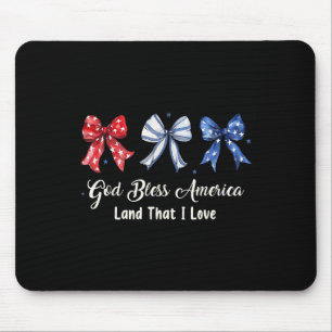 God Bless America 4th Of July Patriotic Bow Indepe Mouse Pad