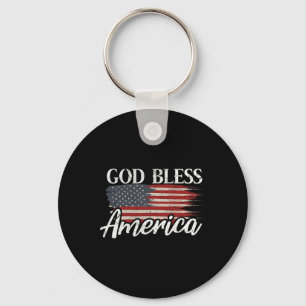 God Bless America 4th Of July Patriotic Usa Key Ring