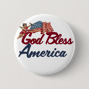 God bless America 6 Cm Round Badge