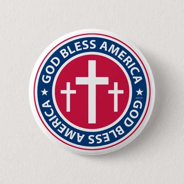 God Bless America 6 Cm Round Badge (Front)