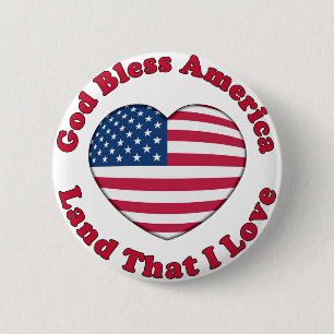 God Bless America 6 Cm Round Badge