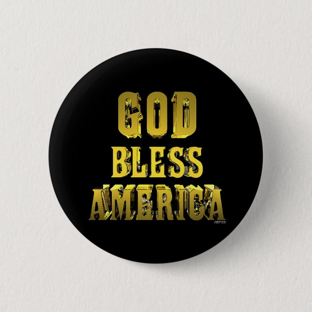 God Bless America 6 Cm Round Badge (Front)