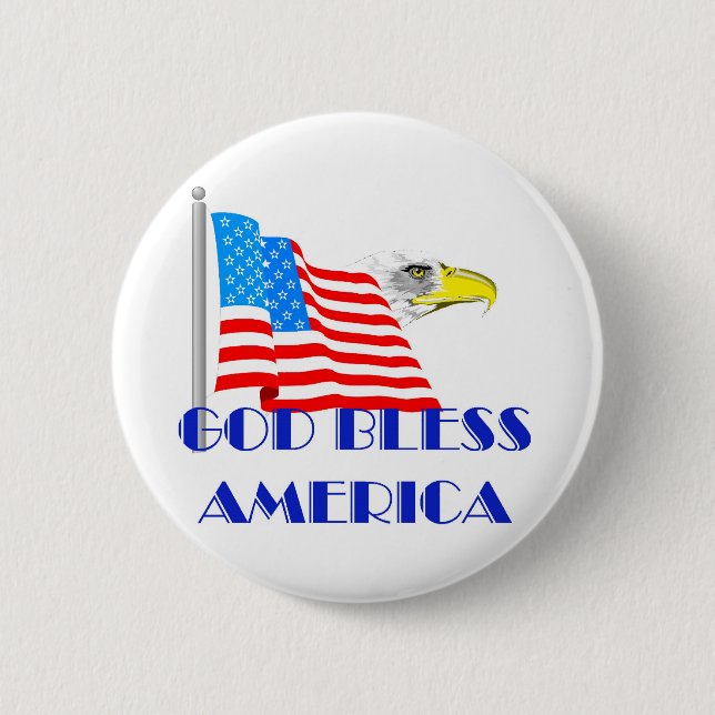 God Bless America 6 Cm Round Badge (Front)