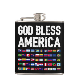 God Bless America All Countries Latino Pride I Hip Flask