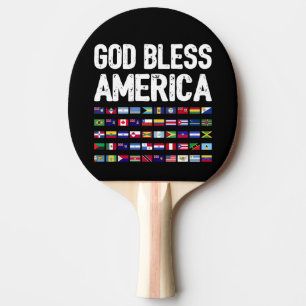 God Bless America All Countries Latino Pride I Ping Pong Paddle