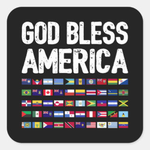 God Bless America All Countries Latino Pride I Square Sticker