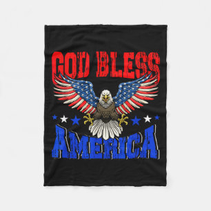God bless america american eagle flag 4th july fleece blanket