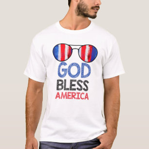 God Bless America American Flag And Sunglasses T-Shirt