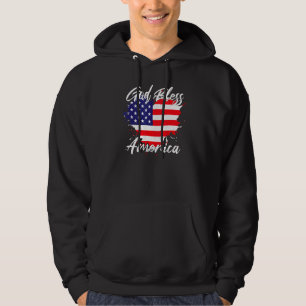 God Bless America American Flag Heart Hoodie