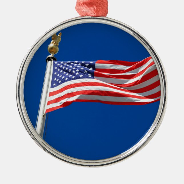 God Bless America, American Flag, Patriot Support Metal Tree Decoration (Front)
