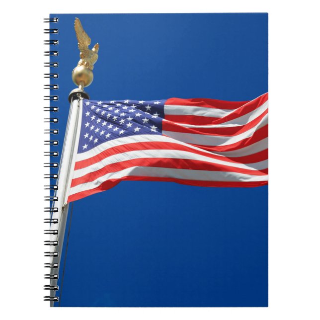 God Bless America, American Flag, Patriot Support Notebook (Front)