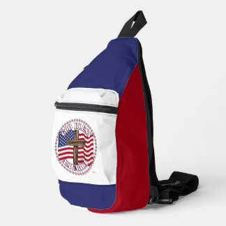 God Bless America and Cross With USA Flag 50 Stars Sling Bag